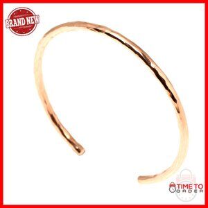 Hammered Copper Cuff Bracelet Handmade Minimal Boho Elegant Adjustable